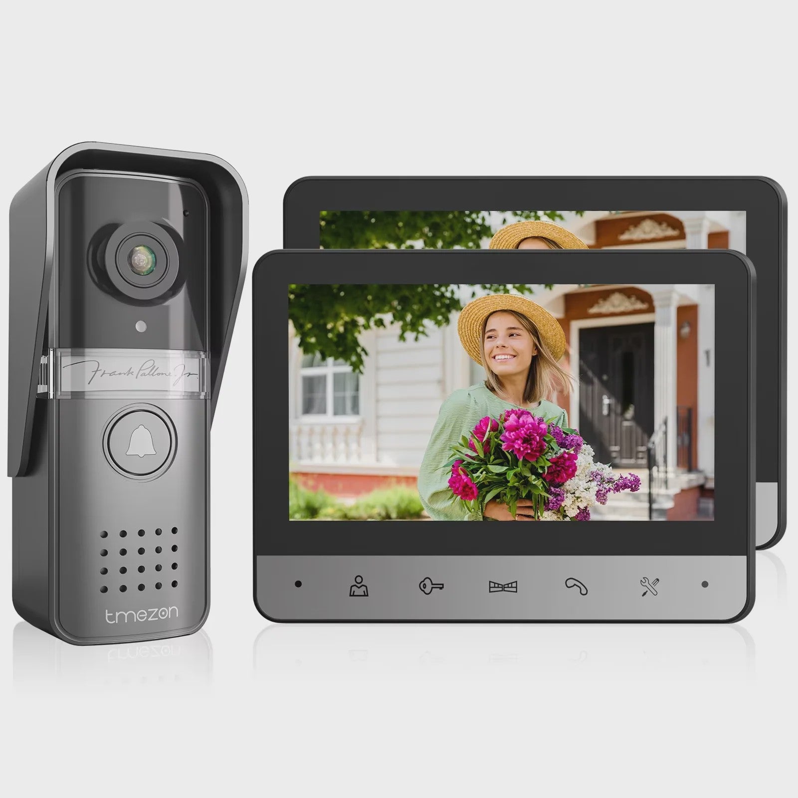 TMEZON 4-Draads Videofoon Intercom Systeem met 7-Inch Kleurendisplay en Deurbel