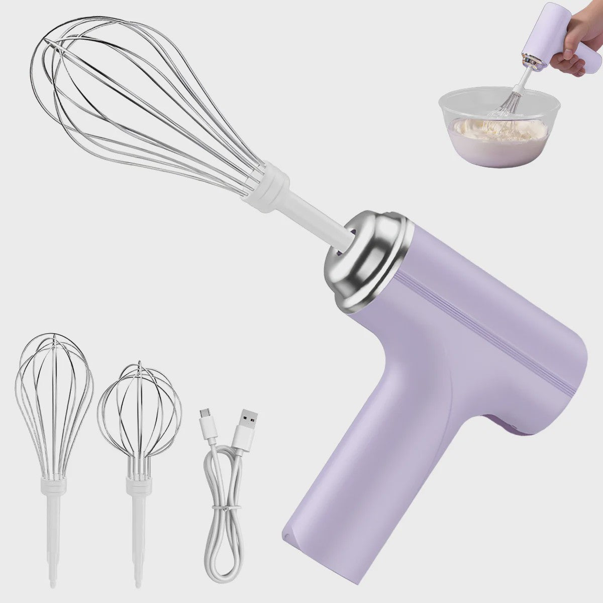 Draadloze Elektrische Handmixer met 3 Snelheden - Perfect voor Bakken en Mixen