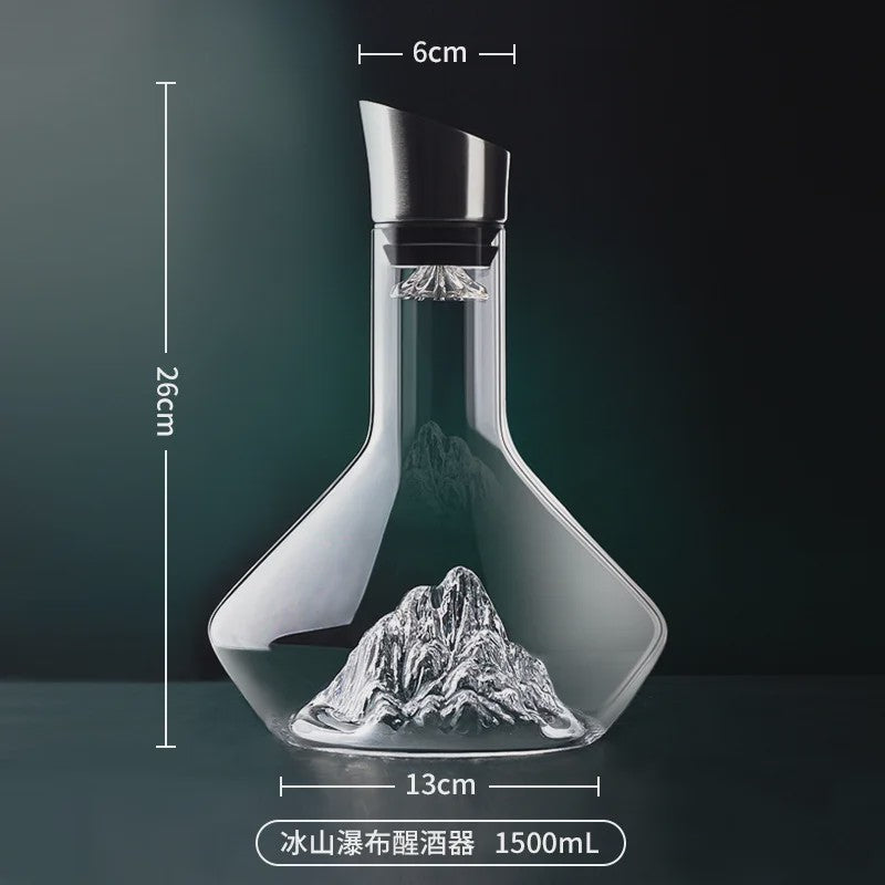 Luxe Kristallen Wijnkaraf 1500ML - Iceberg Design, Handgemaakt, Loodvrij, Wijnschenker & Dispenser