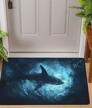 Unieke Deurmat met Oceaan Dieren: Manta, Hamerhaai & Witte Haai - Onderwater Kunst