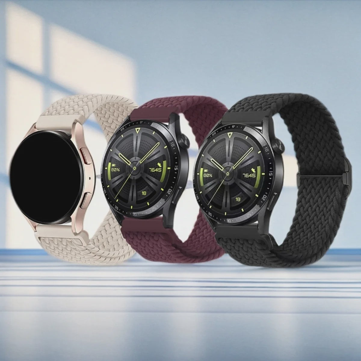 3x Elastische Nylon Bandjes voor Smartwatches (18/20/22mm) - Snelwissel & Comfortabel