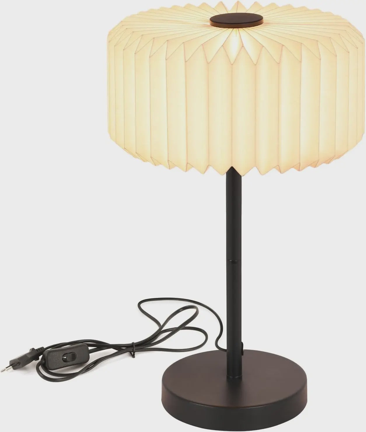 Vintage Design Tafellamp met Papieren Lampenkap - Sfeervolle Slaapkamerlamp
