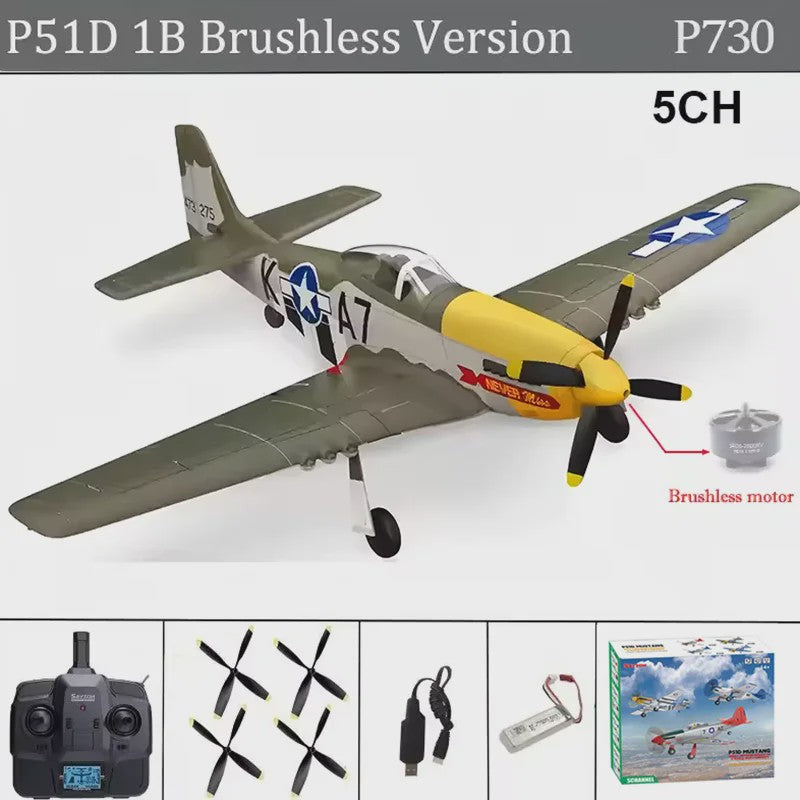 RC Vliegtuig P51D Mustang - 5 Kanaals, RTF, Borstelloos, Makkelijk voor Beginners