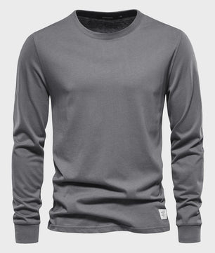 AIOPESON Heren Basic Longsleeve T-shirt - Katoen, Ronde Hals, Effen Kleur