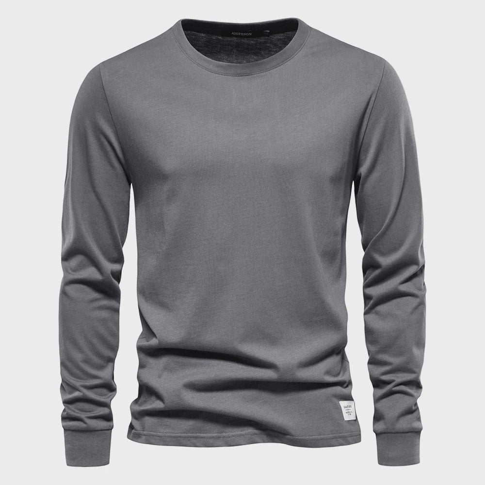 AIOPESON Heren Basic Longsleeve T-shirt - Katoen, Ronde Hals, Effen Kleur