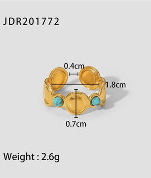Natuursteen Ringen Dames - Waterdicht Roestvrij Staal Goudkleurig Sieraden