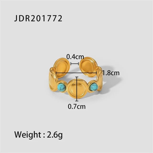 Natuursteen Ringen Dames - Waterdicht Roestvrij Staal Goudkleurig Sieraden