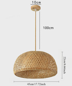Bamboe Hanglamp 38/45cm - Handgeweven Rotan Lantaarn met E27 Fitting