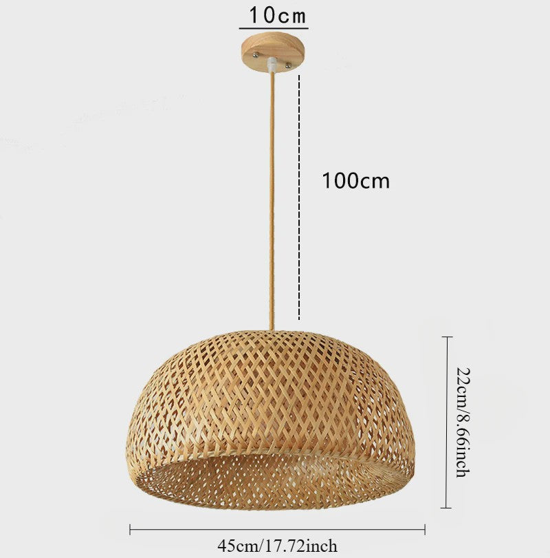 Bamboe Hanglamp 38/45cm - Handgeweven Rotan Lantaarn met E27 Fitting