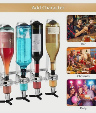 Wandmontage Drankdispenser voor 4 Flessen - Bar Accessoire