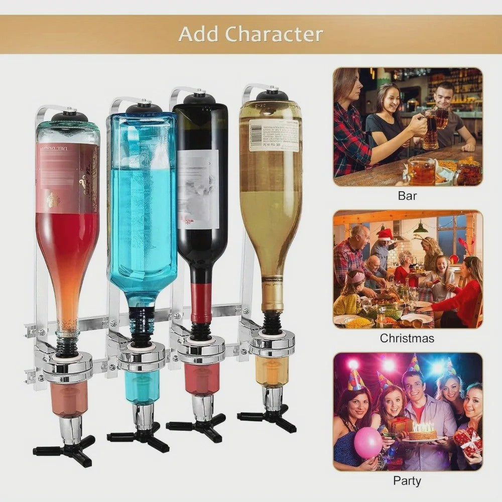 Wandmontage Drankdispenser voor 4 Flessen - Bar Accessoire