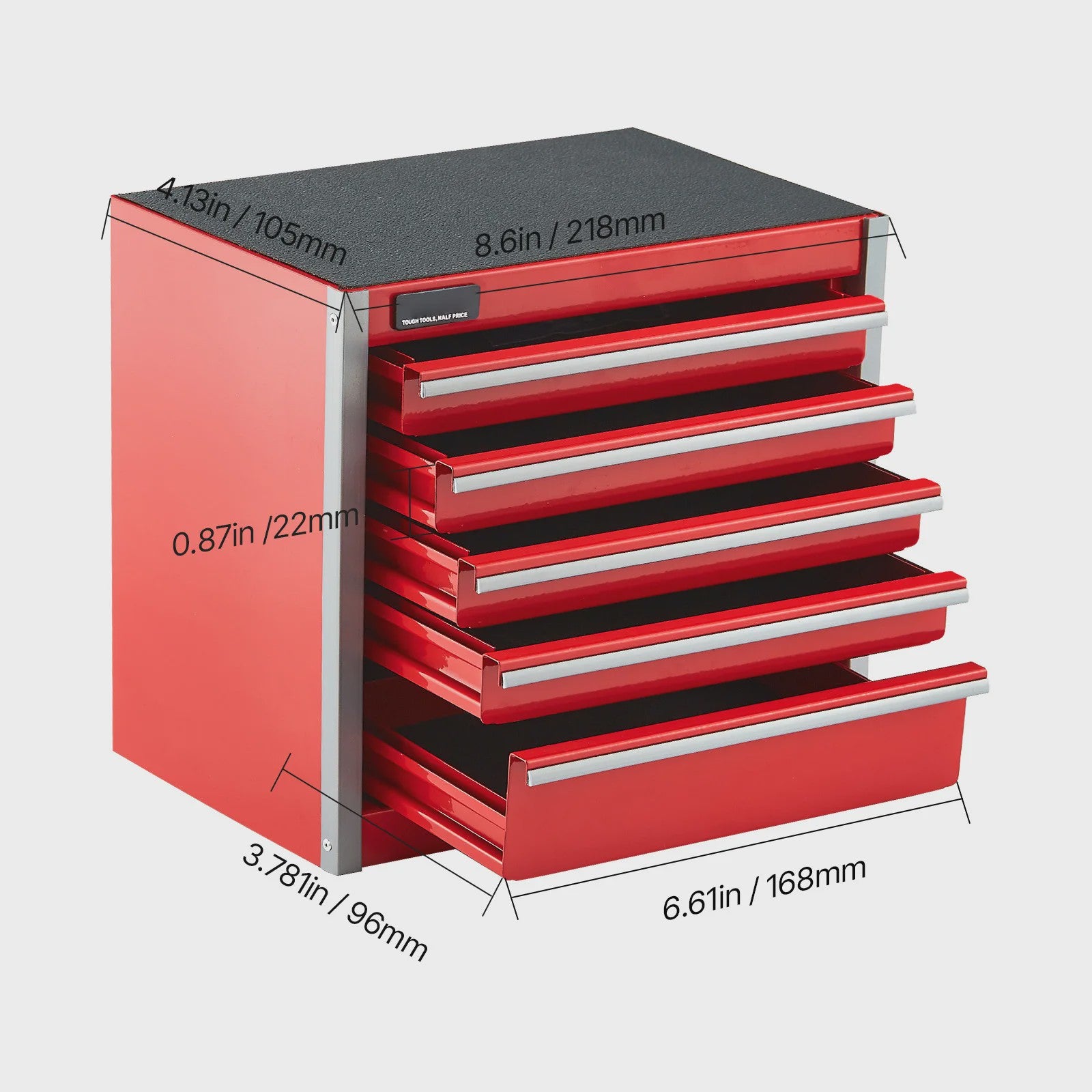 Compacte Metalen Gereedschapskist met 5 Lades - Rood/Zwart - Draagbaar & Organisatie