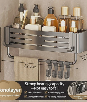 Aluminium Hoekplank Badkamer met Sterke Zuignap - Perforatievrije Wandmontage
