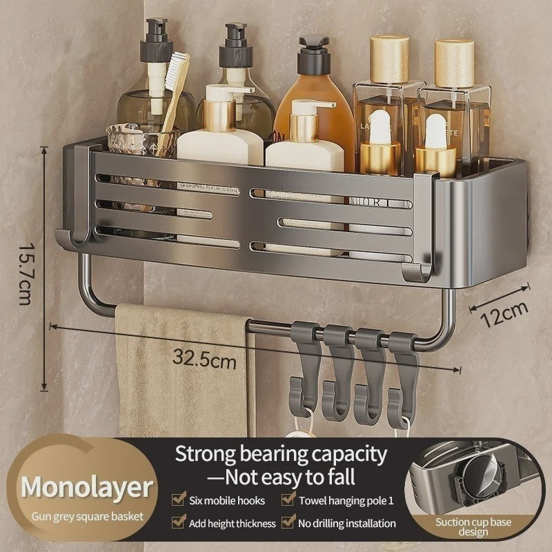 Aluminium Hoekplank Badkamer met Sterke Zuignap - Perforatievrije Wandmontage