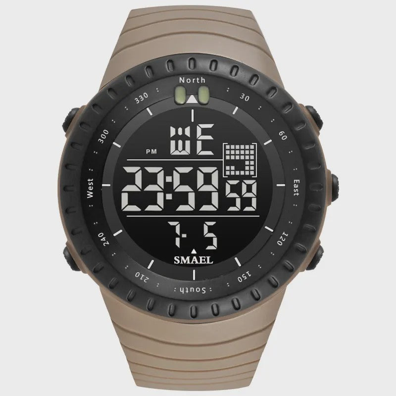 SMAEL Heren Sport Horloge - Waterdicht 50M, Digitaal LED met Alarm & Grote Wijzerplaat