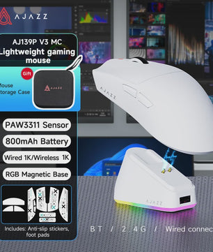 AJAZZ AJ139 V3 MC Draadloze Gaming Muis met RGB Oplaaddock - 24000 DPI, Bluetooth