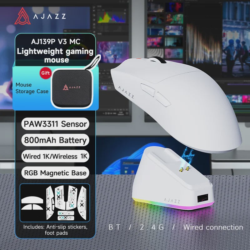 AJAZZ AJ139 V3 MC Draadloze Gaming Muis met RGB Oplaaddock - 24000 DPI, Bluetooth