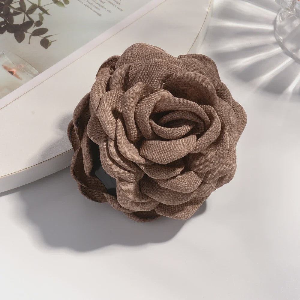 Bloem Haarclip Dames - Katoen Stof Rozen Klip - Medium Maat - Koreaanse Stijl Haarsieraad