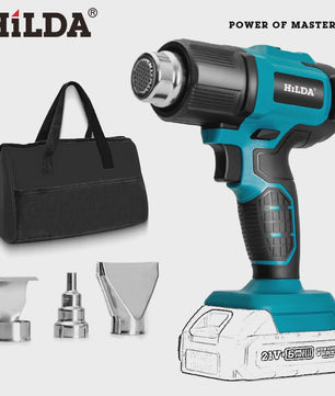 HILDA 21V Draadloze Hete Lucht Föhn - Oplaadbaar, Compatibel met Makita Batterij, Inclusief Mondstukken