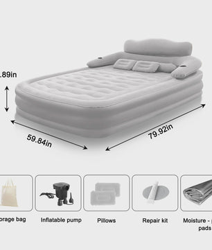 Automatisch Opblaasbaar Luchtbed voor 2 Personen met Ingebouwde Pomp - Extra Dik & Comfortabel voor Binnen & Buiten