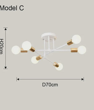 Nordic Stijl Plafondlamp Zwart/Goud - Minimalistische Hanglamp voor Slaapkamer & Woonkamer