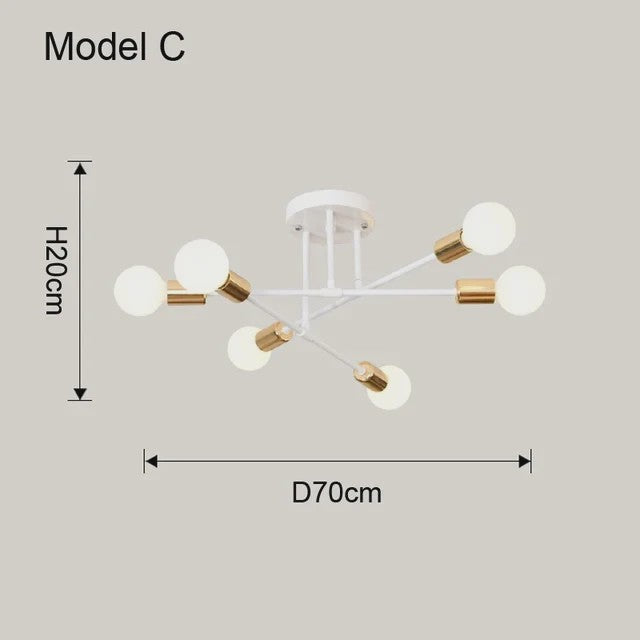 Nordic Stijl Plafondlamp Zwart/Goud - Minimalistische Hanglamp voor Slaapkamer & Woonkamer