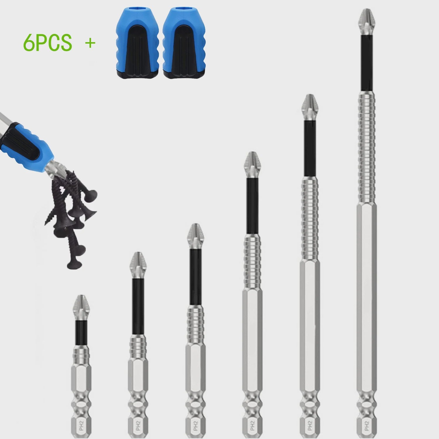 6-delige Magnetische Impact Schroefbits Set - Heavy Duty S2 Staal, Anti-slip & Schokbestendig