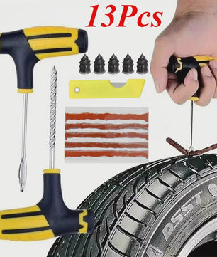 Professionele Bandenreparatieset voor Auto & Fiets - Tubeless Bandenplak Kit met Rubberstrips