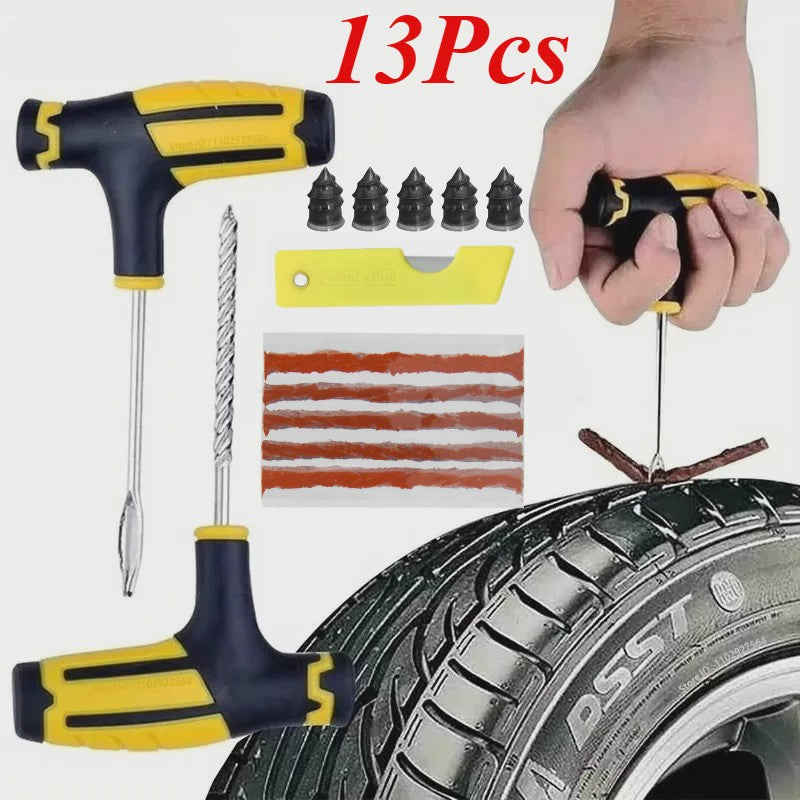 Professionele Bandenreparatieset voor Auto & Fiets - Tubeless Bandenplak Kit met Rubberstrips