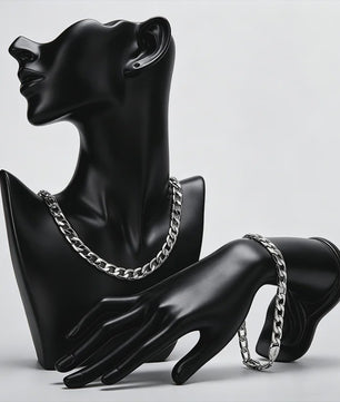Set: 925 Sterling Zilveren Collier & Armband - 8mm Cuban Link - Minimalistisch & Luxe Cadeau