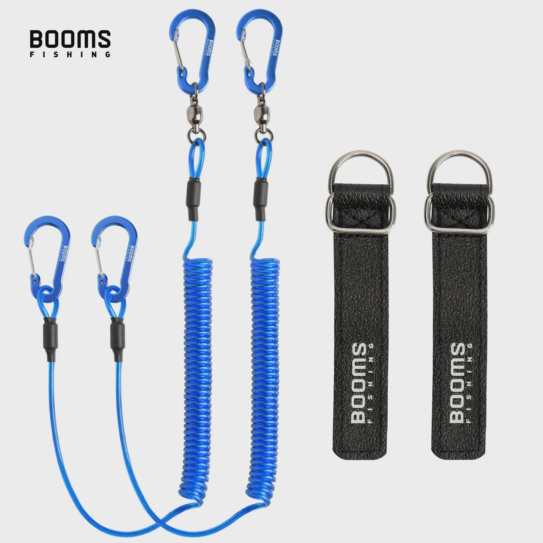 Booms Fishing T02RB1 Hengel Lanyard - 2M Elastisch, Heavy Duty voor Vissen & Kajak (4 stuks)