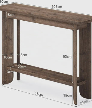 Houten Console Tafel Achter Bank - 2-Laags Entree Tafel met Opslag - Walnoot Kleur - Eenvoudige Montage
