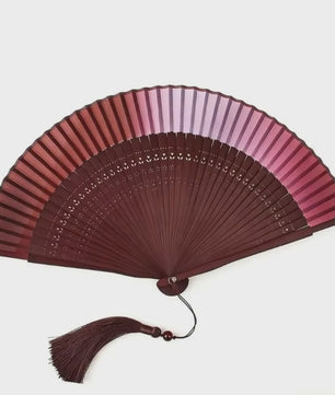 Luxe Bamboe Vouwventilator met Gradatiekleur & Kwastje - Retro Stijl