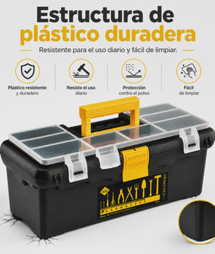Draagbare Gereedschapskist 22x8x15cm met Organizer, Veiligheidssluitingen en Handvat