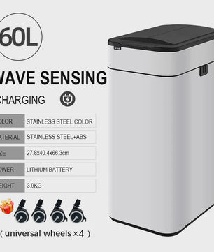 Slimme Vuilnisbak met Sensor - RVS - 20-60L - Automatisch Openen & Sluiten