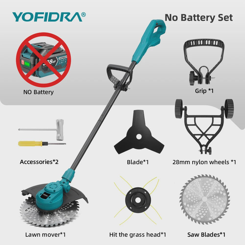 YOFIDRA 10-Inch Elektrische Grasmaaier - Krachtige 6000W Borstelloze Motor & Opvouwbaar Ontwerp