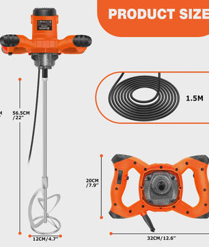 Krachtige Handmixer 2600W - 6 Snelheden voor Verf, Cement en Meer