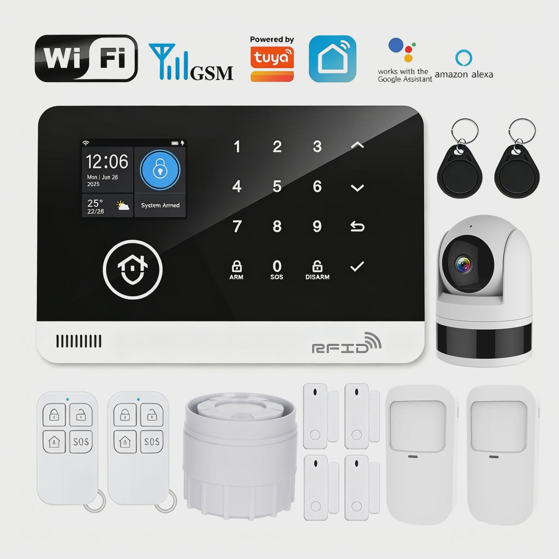 Slim Home Alarm Systeem met WiFi/GSM, Tuya App & 120dB Sirene