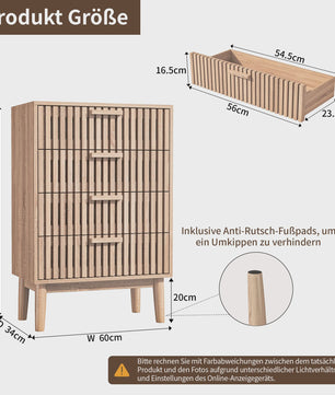 Houten Ladekast met 4 of 6 Lades - Stijlvolle Opbergunit voor Woonkamer, Slaapkamer of Kantoor