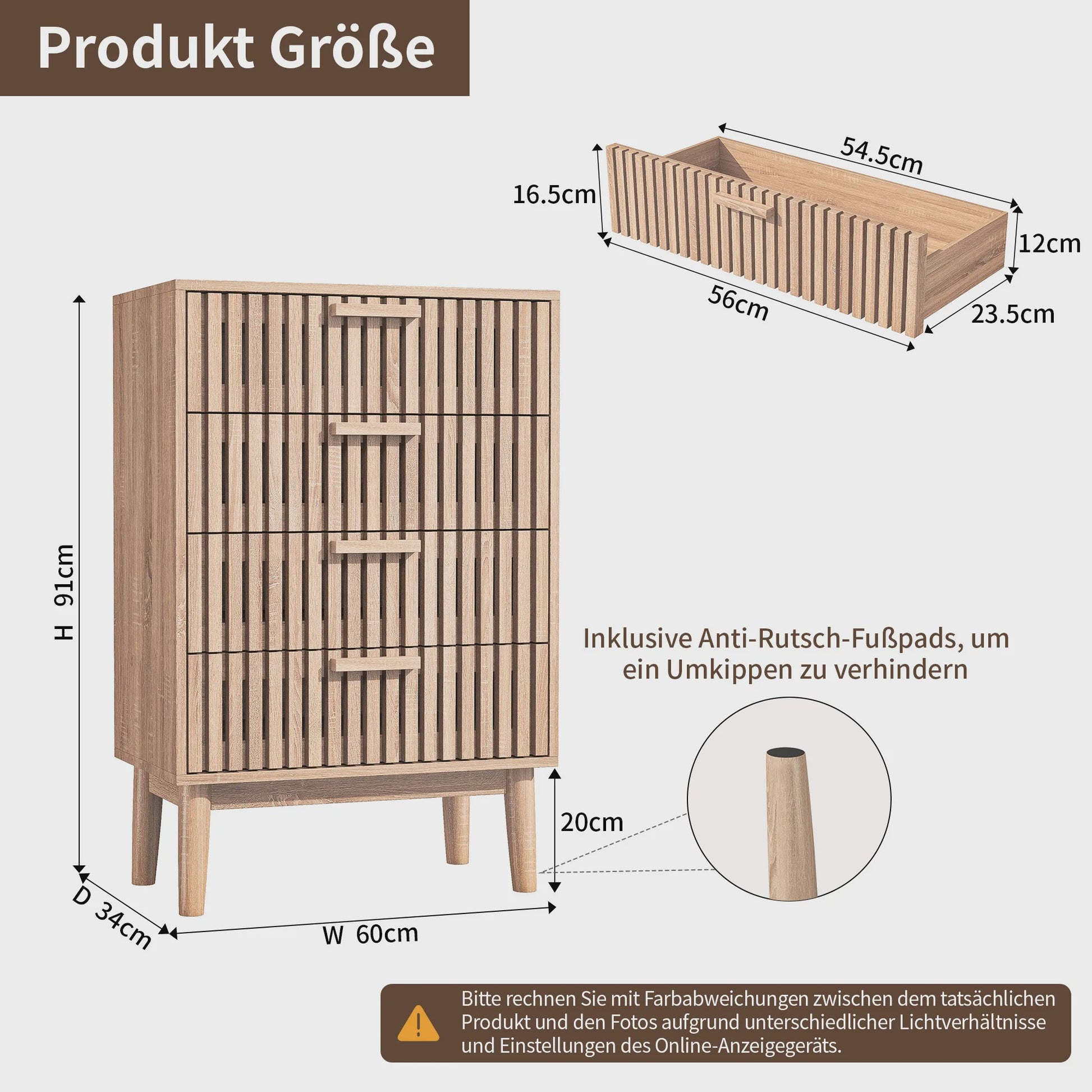 Houten Ladekast met 4 of 6 Lades - Stijlvolle Opbergunit voor Woonkamer, Slaapkamer of Kantoor
