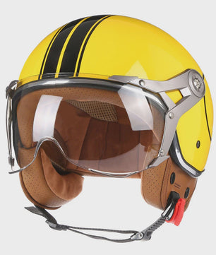 Retro Jethelm Open Face Motorhelm met Afneembaar Vizier - Vintage Scooter & Vespa Helm
