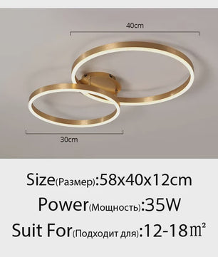 Moderne LED Plafondlamp 3 Cirkels - Goud/Koffie - Woonkamer & Slaapkamer