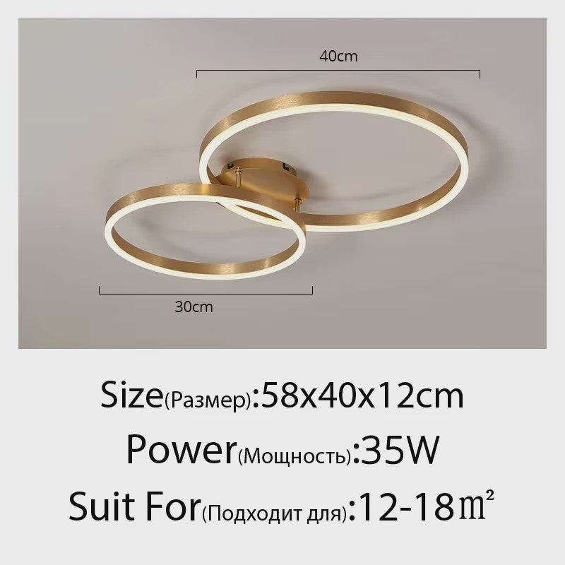Moderne LED Plafondlamp 3 Cirkels - Goud/Koffie - Woonkamer & Slaapkamer
