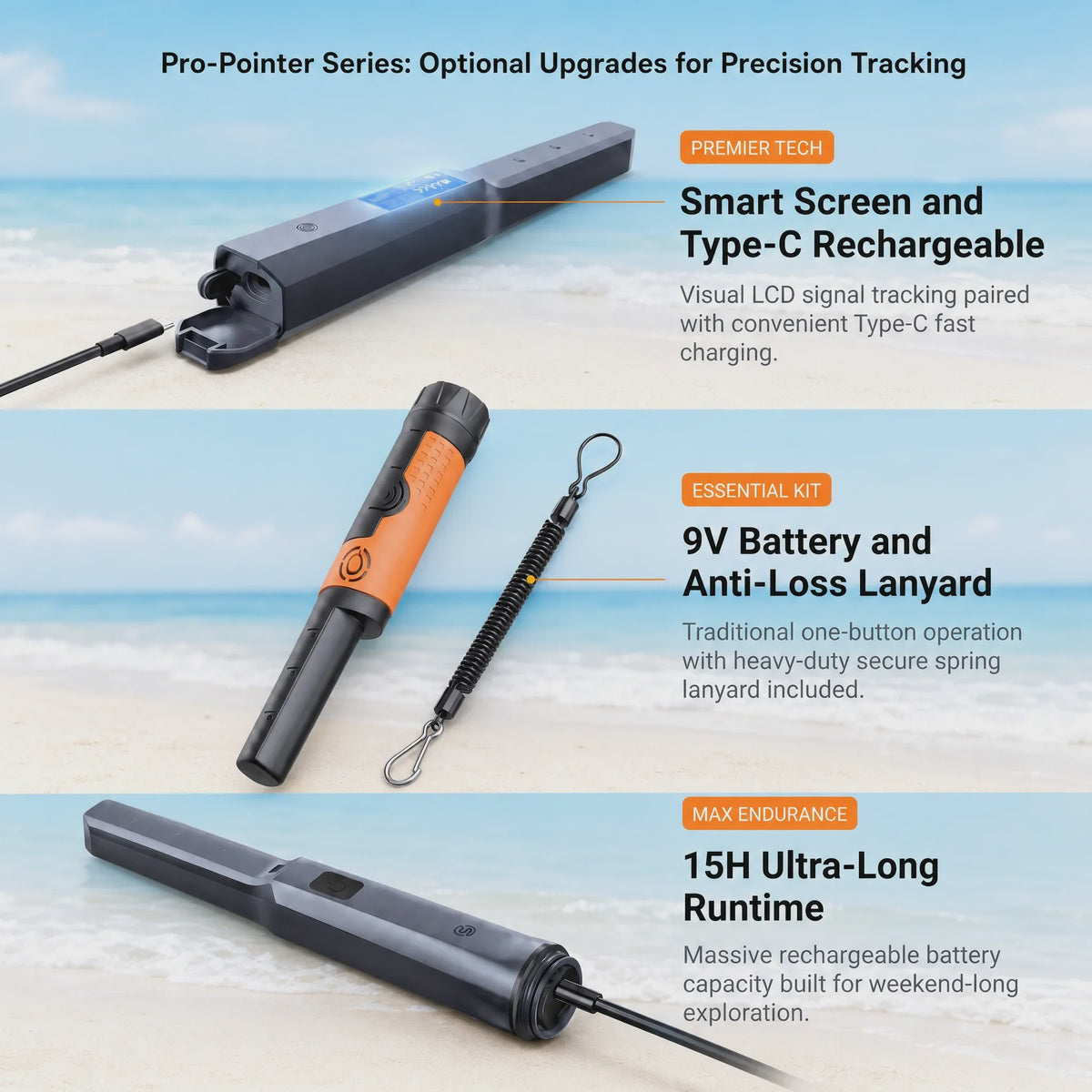 SUNPOW Professionele Metaaldetector voor Volwassenen - Waterdicht, Oplaadbaar & LCD Display