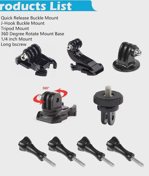 Motorhelm Mount Kit voor GoPro, SJCAM, AKASO, Insta360 - Kin, Zijkant, Top