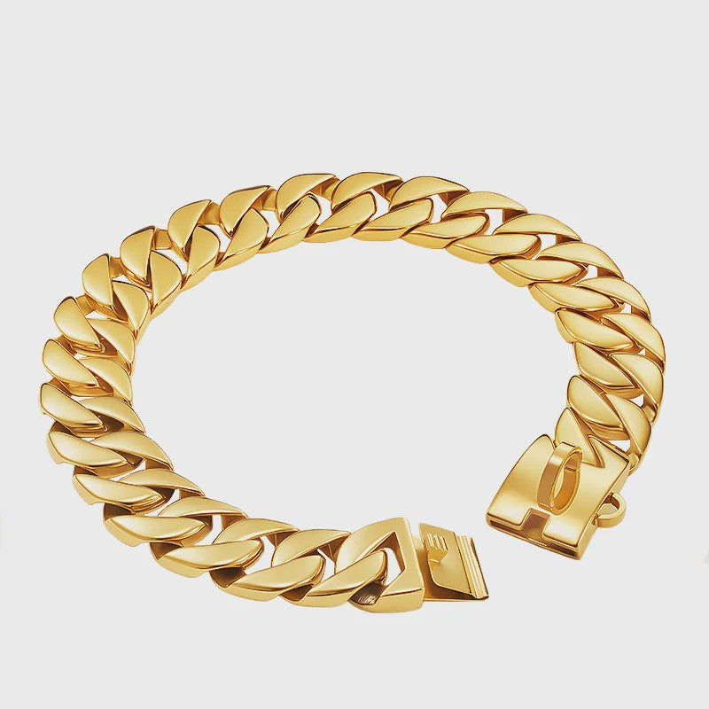 Gouden Hondenketting 32mm RVS - Stoere Halsband voor Grote Rassen