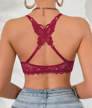 Luxe kanten push-up bh met vlinderdetail en voorsluiting