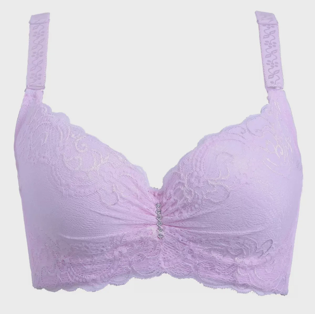 Comfortabele Plus Size Lace Push-Up BH met Brede Zijband en 4-Rij Sluiting