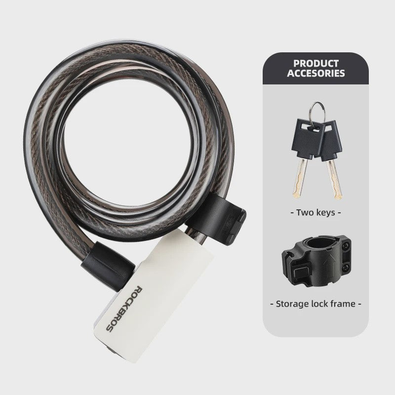 ROCKBROS Draagbaar Fiets Kabel Diefstalbeveiliging Slot met Sleutels - Zinc Alloy