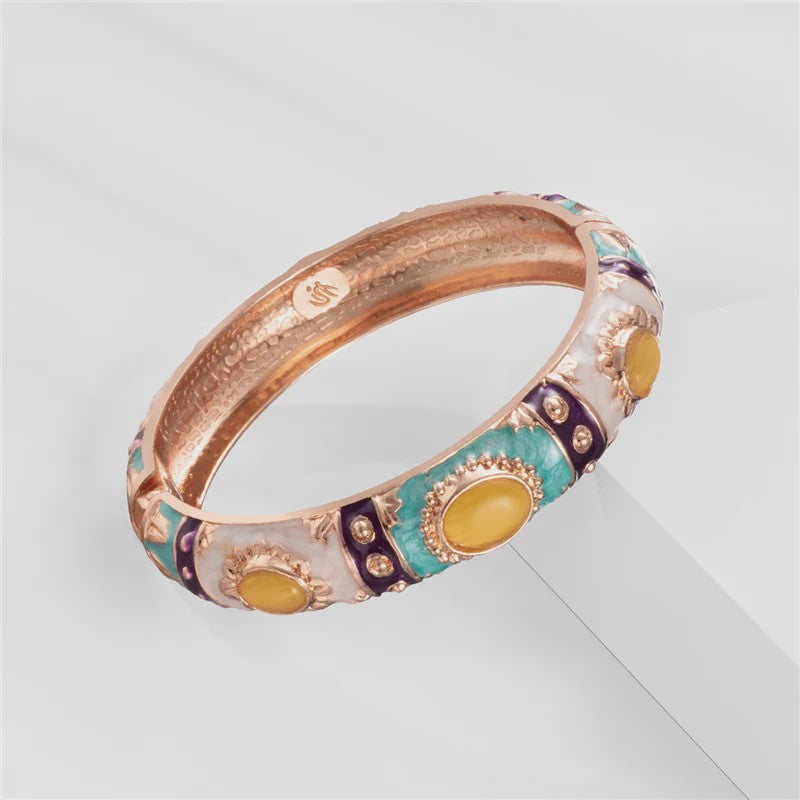 Bohemian Emaille Armband Dames - Kleurrijke Cloisonné Bangle met Indiaas Design